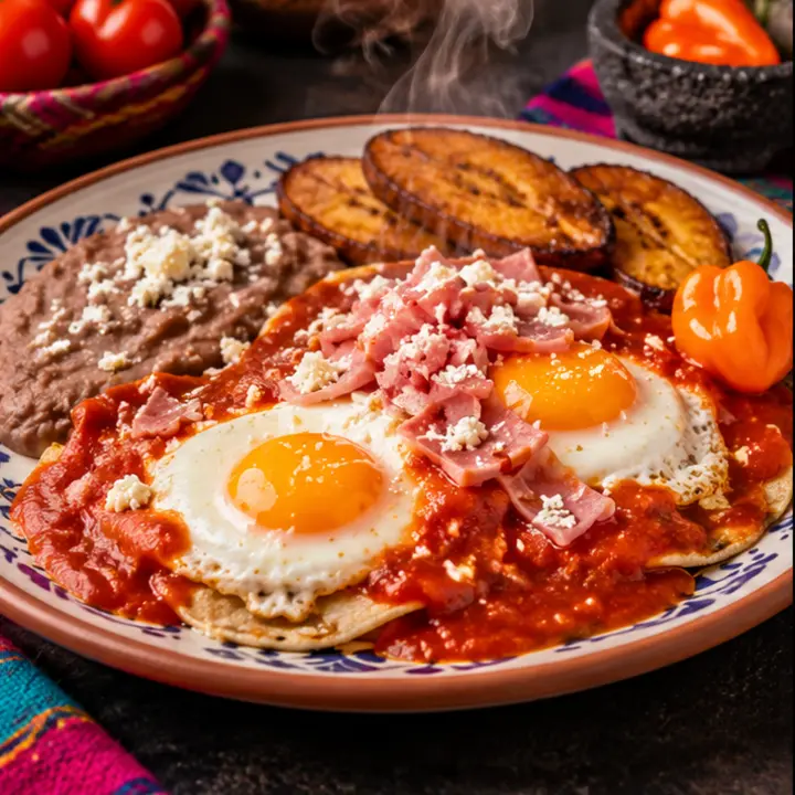 Huevos motuleños, recién preparado