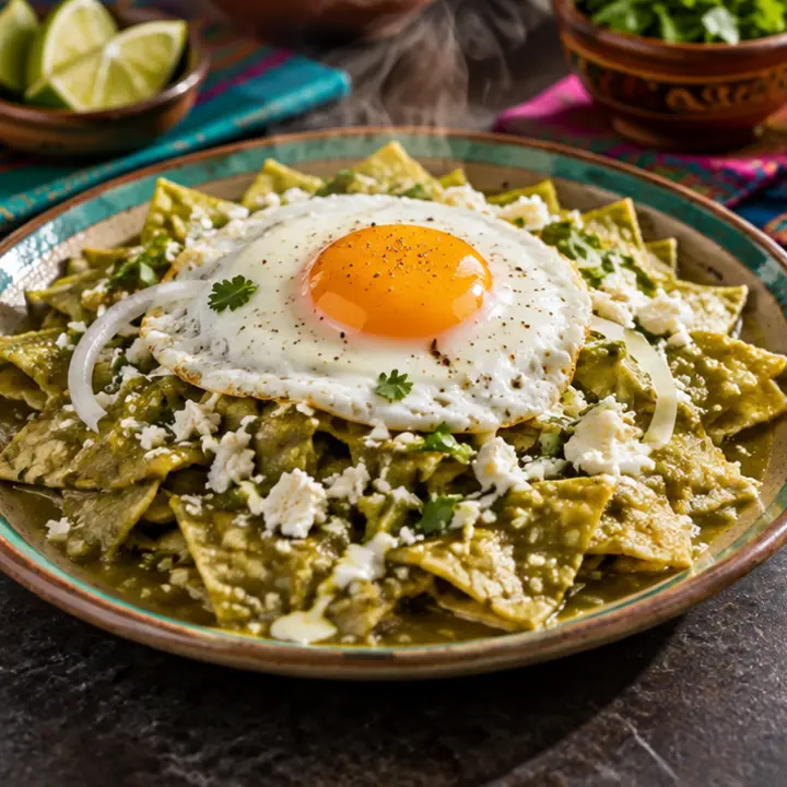 Chilaquiles con huevo, recién preparado