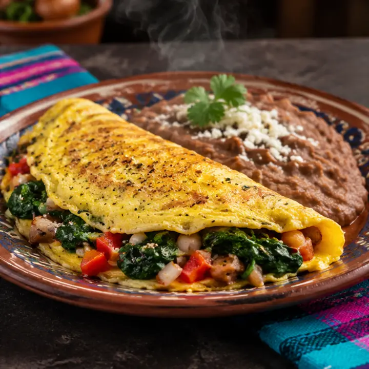 Omelette, recién preparado