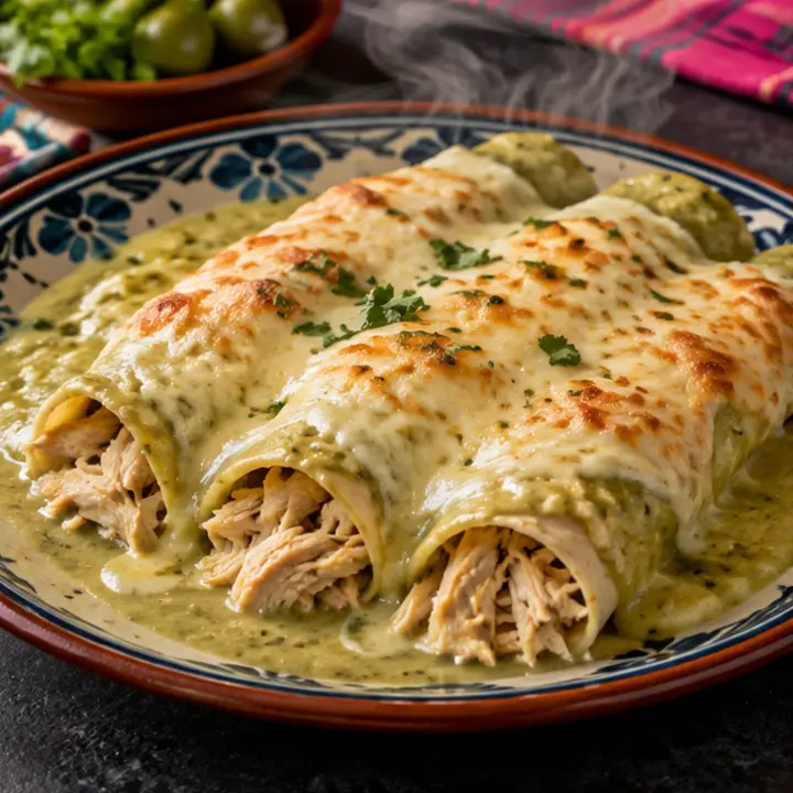 Enchiladas suizas, recién preparado